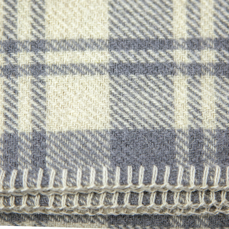 Calyx Interiors 100% Wool Plaid Throw Blankets Light gray/cream