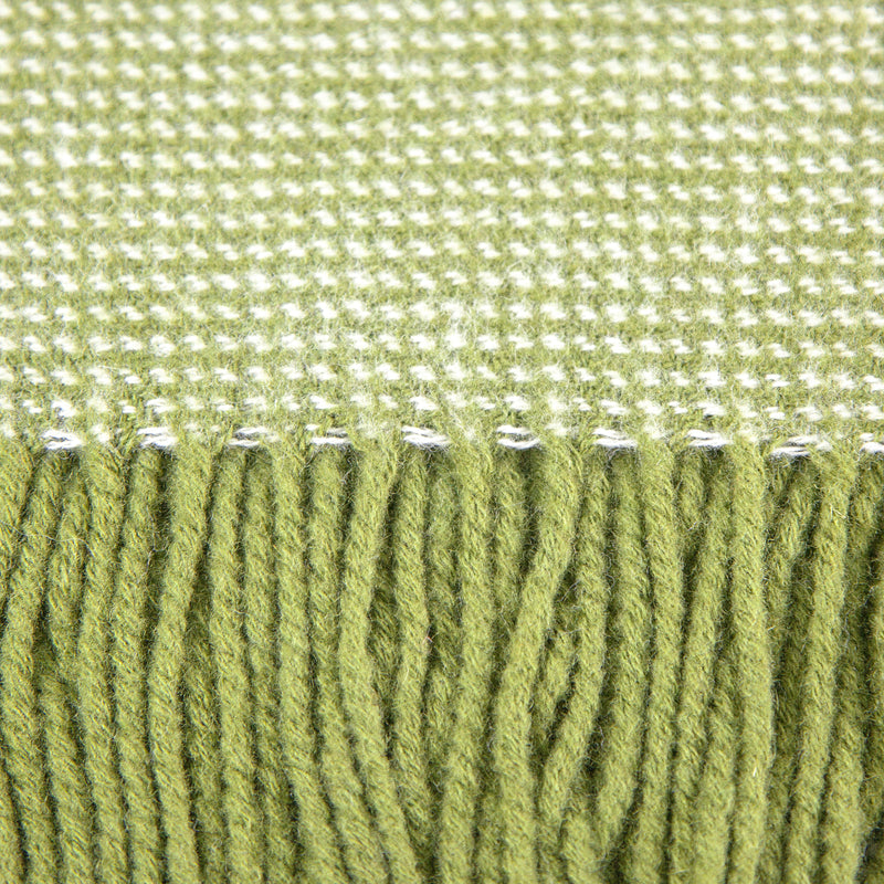 Calyx Interiors Checked Lambswool Blend Throw Blankets Brick/cream with fringe - Green orchard/cream