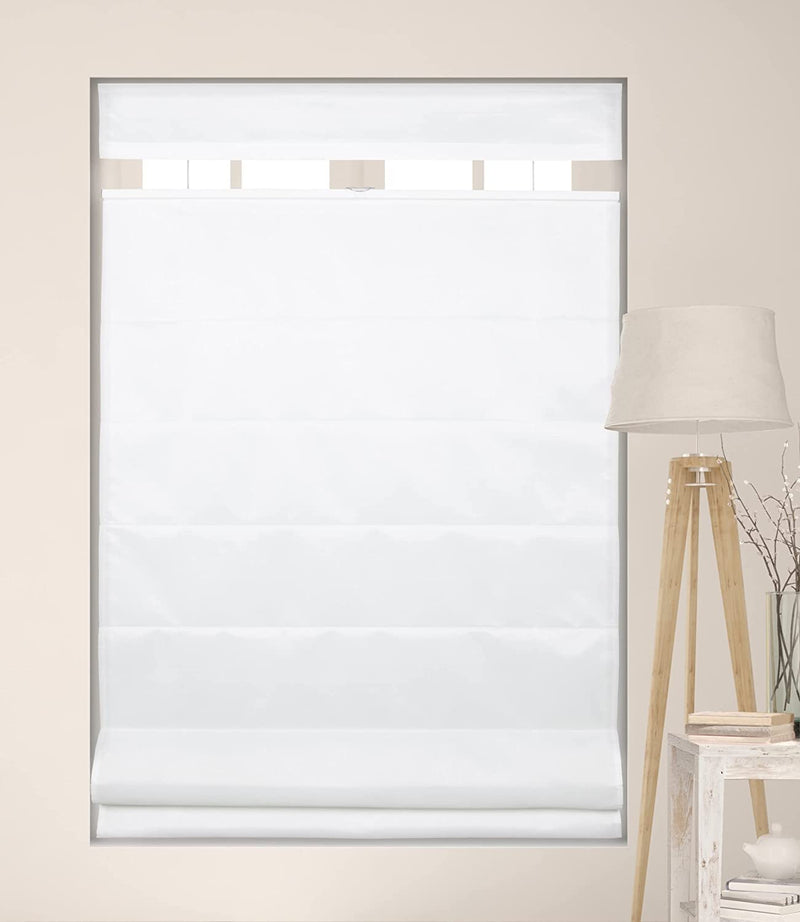 Cordless Top Down Bottom Up Fabric Roman Shades Blackout White