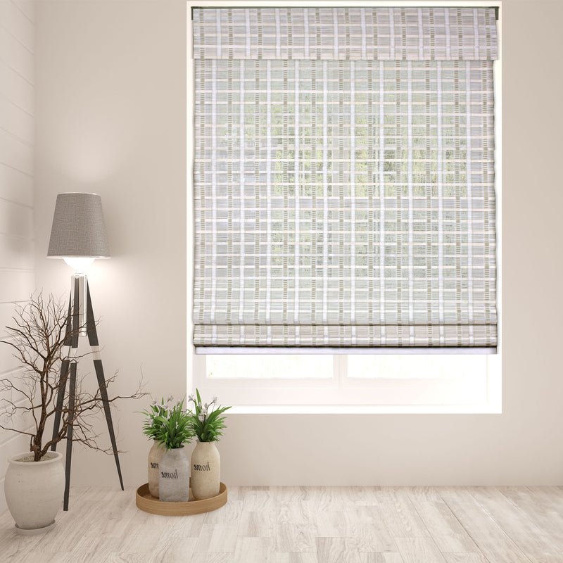 Whitewash Bamboo Cordless Roman Shade