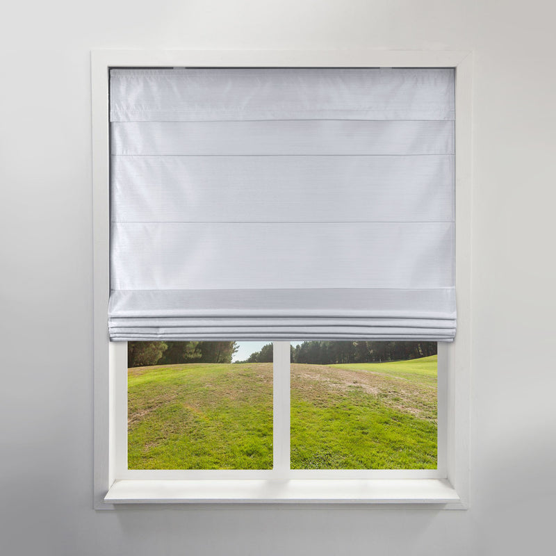 Cordless Fabric Roman Shades Light Filtering Faux Silk Grey