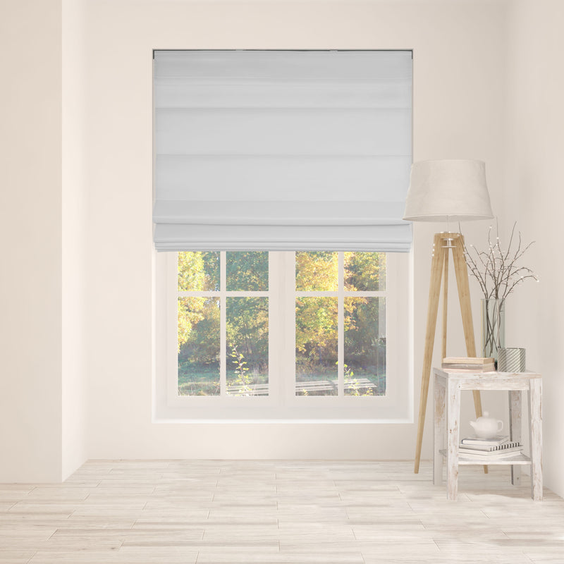 Cordless Fabric Roman Shades Light Filtering Gray with white Backing